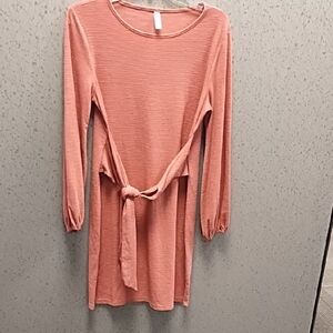 Pink knit dress with sash M